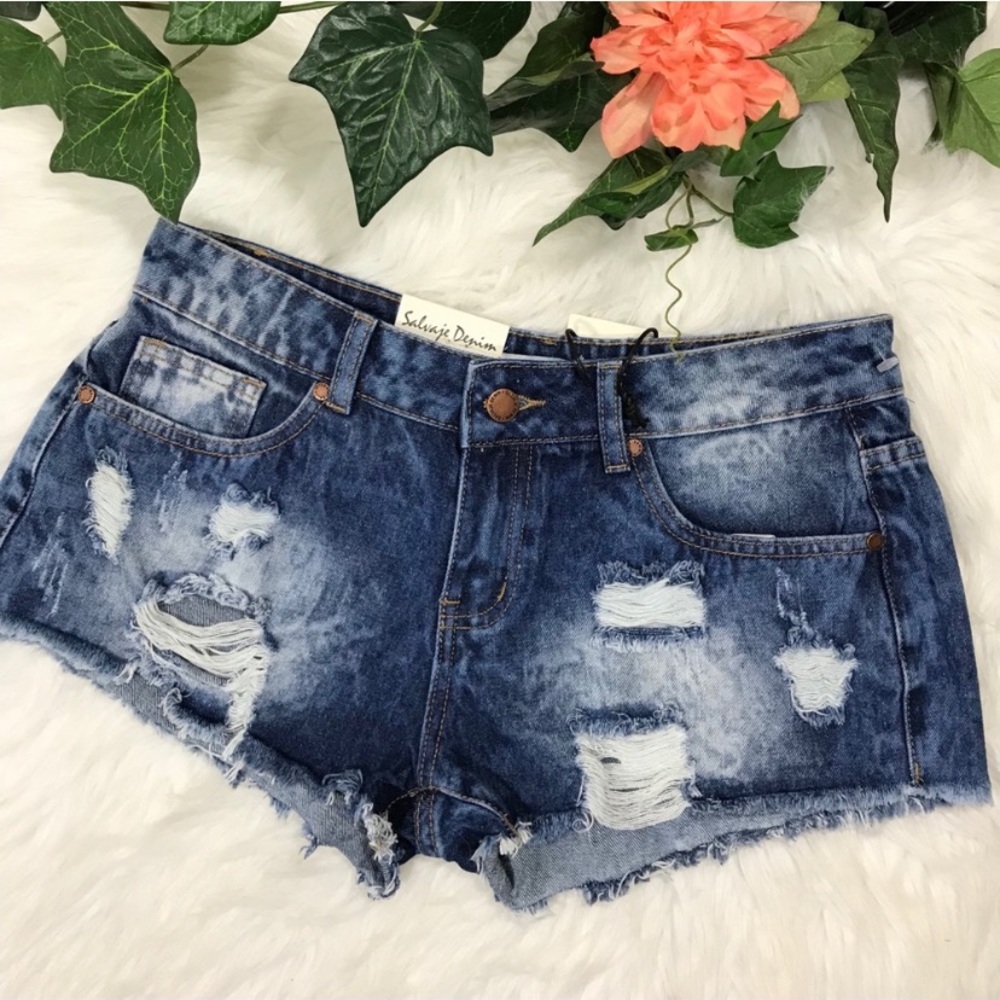 Salvaje Denim Cheeky Distressed Frayed Acid wash